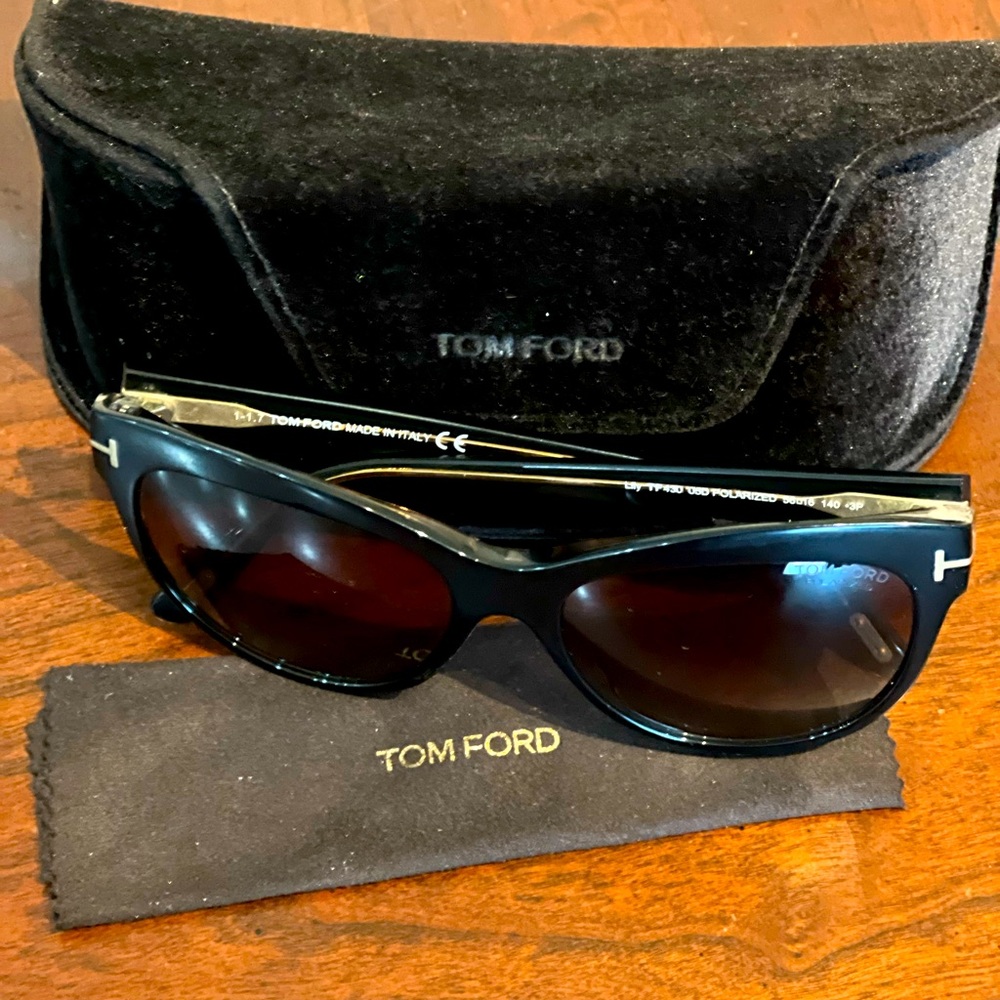 Tom Ford polarized sunglasses. Comes w/case & dust cloth shown.